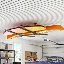 Kayak Storage Rack For 2 Kayaks, Holds Up To 250 Lbs, Heavy Duty Adjustable Ceiling Rack For Garage Ceiling Mount, Overhead Garage Storage Hanger For Canoe, Ladder, SUP, Surfboard & Paddleboard - Ceiling-mounted, 2 Kayaks - View 9