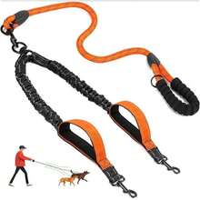 1pc Dual-Ended Elastic Dog Leash With 2 Extra Handles, 360° -Free Swivel, Shock Absorbing Dual Dog Leash To Prevent Dogs From Running Wild, Escaping Or Colliding - Multicolor - View 13