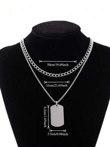 2 pièces Ensemble de collier pendentif étiquette d'identité en acier inoxydable style polyvalent mode hip-hop pour hommes, convient pour les sorties décontracté, les banquets et les fêtes - Argent - Voir 8
