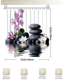 1/3/4 Stücke Set eleganter Phalaenopsis Orchidee Heißwasserstein Badezimmer Duschvorhang Set; SPA minimalistischer Designstil, wasserdicht und verschleißfest, geeignet für Badezimmerdekoration und passende Badezimmeraccessoires. Größe ist 71*71 Zoll, enthält 12 Haken, kommt mit Toilettendeckelabdeckung, Badezimmer Fußmatte und kleinem Teppich, hergestellt aus hochwertigem Polyestergewebe, waschbar und schimmelresistent. - Schmetterling - Übersicht 14