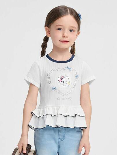 Balabala Áo thun hè cho bé gái 2026, chất liệu cotton mềm mại, thiết kế thời trang ngọt ngào, thoáng khí, nhẹ nhàng, thích hợp mặc thường ngày.