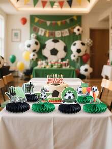 9pcs Soccer Theme Party Honeycomb Decorations, Soccer Party Backdrop Decor, Photo Props, Soccer Birthday Party Decorations, Soccer Sports Party Tabletop Paper Decorations, Soccer Theme Birthday Party Decorations, Home Decor, Room Decor, Soccer Party Table Centerpiece Decorations, World Cup Party Decorations, Soccer Party Supplies, Birthday Gift, Party Favors - Football - View 8