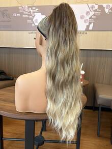 Tóc nối đuôi ngựa xoăn gợn sóng tự nhiên dài 24 inch, mềm mại và tự nhiên, sợi tổng hợp chịu nhiệt, phù hợp cho phụ nữ sử dụng hàng ngày. - Màu nâu highlight - Xem 2