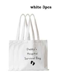 Dad/Grandpa Print Canvas Shoulder Bag Men's Tote Bag Practical Father's Day Gift Storage Bag - Multicolor - View 26