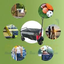 Vagn Plegable Porttil Carrito De Compras Multifuncional De Gran Capacidad Y Resistencia A Exteriores con Ruedas Grandes 7 Giro 360o Resistente A Todo Terreno Hogar Rojo Gris - RojoGris - Ver 8