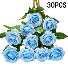 50 bông hoa hồng xanh nhân tạo, hoa hồng giả, thích hợp để tự làm bó hoa cưới, trang trí bàn tiệc, tiệc cô dâu, trang trí ngày Valentine, tiệc mừng em bé, trang trí nhà cửa, phòng khách, bàn ăn, trang trí tường. - Màu xanh nhạt - Xem 16
