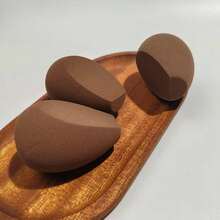 3个装软葫芦形化妆海绵，不规则形状，干湿两用，化妆工具 - 棕色 - 查看 4