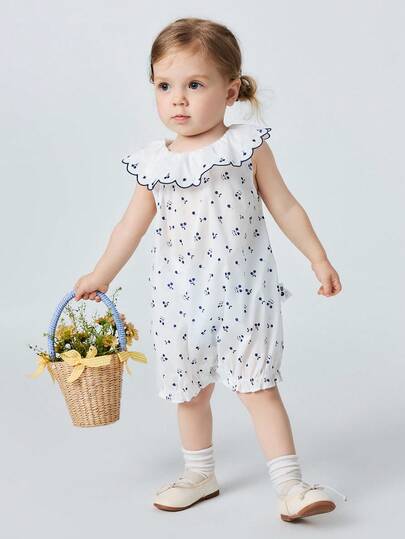 mini bala Cotton Baby Romper, Soft Breathable Cute Lace Outdoor Crawling Outfit 2026