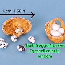 1:12 Scale Mini Egg Basket With Realistic Eggs, Model House Decor, DIY Mini Handmade Eggs, Fairy Garden, Mini Landscape - Multicolor - View 11