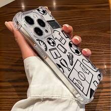 1pc New Minimalist Football Pattern Anti-Fall Painted Transparent TPU Protective Case Compatible With Apple Series, Series, 17, 16 Plus, 16 Pro Max, 16 Pro/11, 15 Pro Max, 14 Pro Max, Galaxy, SAM, C15, Hot30i, Note 14 - Clear - View 4