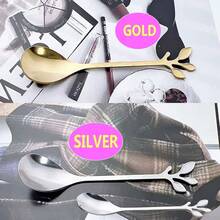 20PCS Leaf Coffee Spoon, Gold Silver Stainless Steel Teaspoons With Leaf Handle Iced Tea, Coffee, Dessert - 查看 3