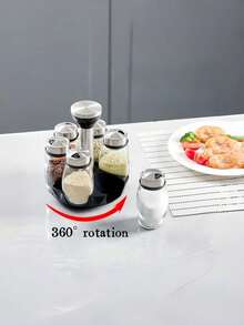 Bộ 6 lọ đựng gia vị xoay tròn kèm hũ thủy tinh và nắp thép không gỉ, giá đựng gia vị tiết kiệm không gian, hũ thủy tinh đựng gia vị có thể tái sử dụng với nắp rắc, thích hợp cho nhà bếp, mặt bàn, nấu nướng, làm bánh, gia đình và sử dụng hàng ngày. - Nhiều màu - Xem 8