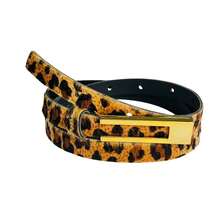 Women's Thin Synthetic Leather Belt, Elegant Fashion, Sophisticated Gold Buckle, 1.5cm - Paulina - 豹 - 查看 1