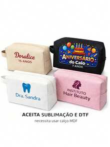 Kit 5 Plain Toiletry Bags Without Print To Personalize Gift - Black - View 5