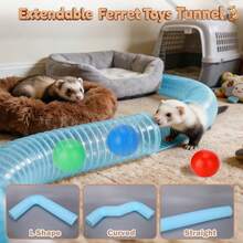 Small Foldable Tunnel With 3 Obstacle Balls, Interactive Exercise Toy For Hamsters, Ferrets, Guinea Pigs - A - View 8