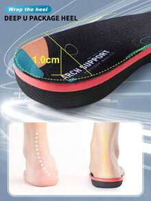 1 Pair Arch Support Shoe Insoles With High Elastic Shock Absorption And Anti-Twist, Unisex Sweat-Absorbing Breathable Shoe Accessories, Ideas - Multicolor 3 - View 12