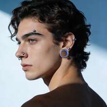 2 chiếc khuyên tai dạng ống tròn rỗng, bằng thép không gỉ, không gây dị ứng, thích hợp làm quà tặng cho cả nam và nữ. - tròn - Xem 2