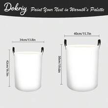 1PC Minimalist Line Art Giraffe, Zebra, And Lion Patterned Laundry Basket, Portable Round Storage Bin, Multipurpose Baby Toy Storage, Children's Bedroom Decoration - Black and White - View 2