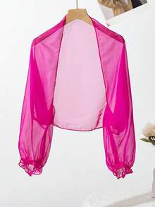 1pc Women's Printed Regular Fit Solid Color Long Sleeve Shawl, Slight Color Difference Due To Lighting - Multicolor - View 26