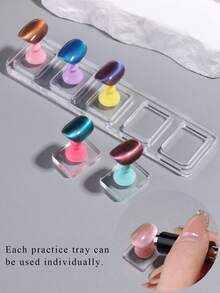 12-Slot Non-Magnetic Nail Polish Display Stand, Made Of Transparent Acrylic Material With Colorful Hazy Tones, Can Be Used As Nail Polish Display And Nail Art Practice Holder, Suitable For Clay And Nail Stickers, DIY Nail Art Accessory - Multicolor - View 4