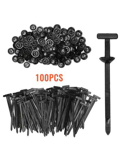 Bộ 30/50/100/200 chiếc dây buộc cáp đa năng bằng nylon - Dây buộc đa chức năng với thiết kế ghim và nút, khóa cài bằng nhựa chống tia UV dùng cho sửa chữa ô tô và sử dụng hàng ngày.
