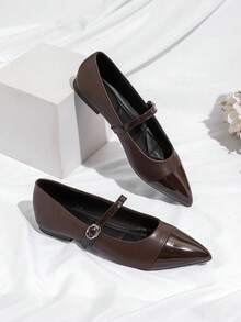 Giày Mary Jane chất lượng cao, kiểu dáng thường ngày, phối nhiều mảnh vải. - Màu nâu - Xem 2