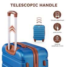 Large Capacity ABS Hardside Luggage Set, 16/20/24/28 Inch Spinner Suitcases + 2 Travel Bags + 1 Cosmetic Case, 7-Piece Set For Holiday Travel, Business Commutes, Valentine's Day Getaways, Spring Travel Luggage Case Luggage Suitcase Luggage With Wheels Carry On Suitcase Travel Luggage Suitcase Bag Durable Clothes Storage For Business Holiday Essentials Cruise Essentials - Azure Brown - View 5