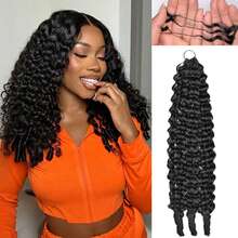 16 Inch 50g Deep Curly Feather Braiding Hair, Crochet Braided Miracle Dreadlocks Hair Extension, Deep Wave Curly Hair With Strings - S1 - View 12