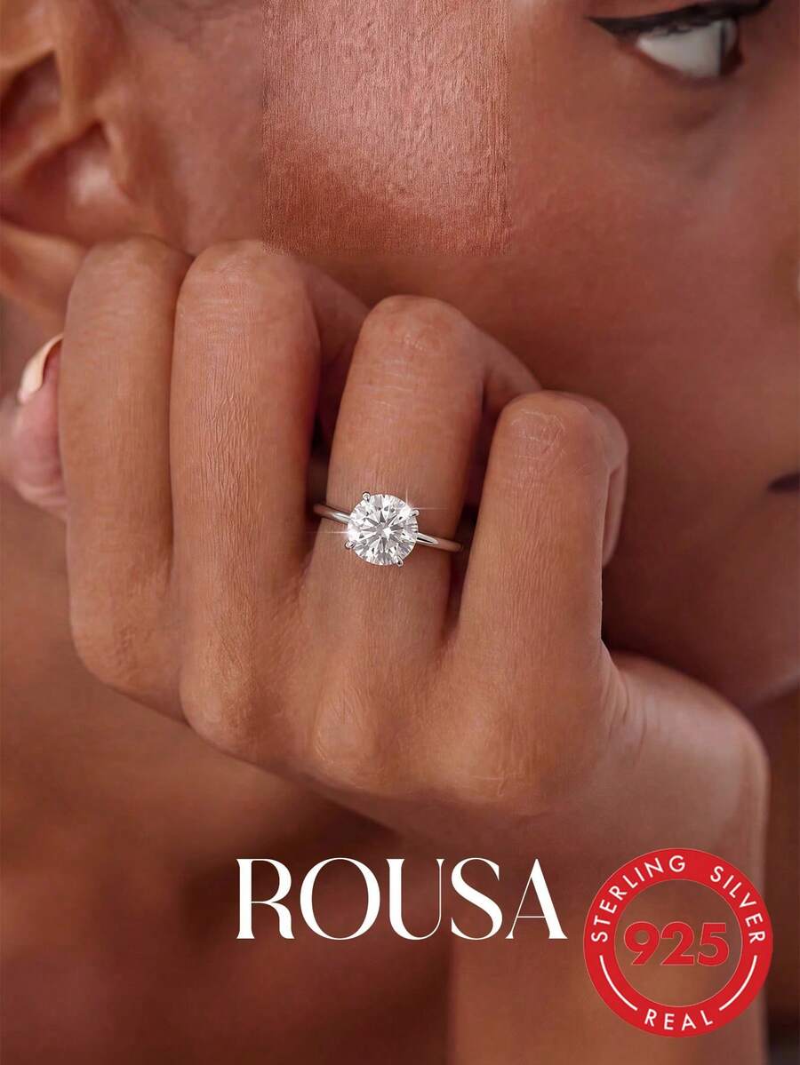 1ct-2ct-3ct Anillo redondo brillante, Anillo de compromiso, Anillo de boda, Anillo de promesa de plata de ley 925 para mujer, Anillo de eternidad, Regalo de joyería exquisita