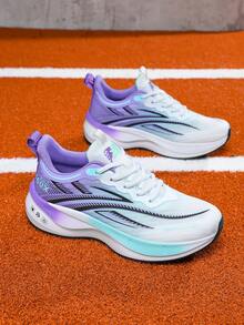 High-End Carbon Board Men's Running Shoes, Comfortable Soft Men's Sports Shoes, Lightweight Breathable Men's Casual Shoes, Professional Men's Shoes For Track Running And Training, Wear-Resistant Anti-Slip Dual-Layer Sole Men's Hiking Shoes (Uneven Handpainted Soles) - White Purple - View 5