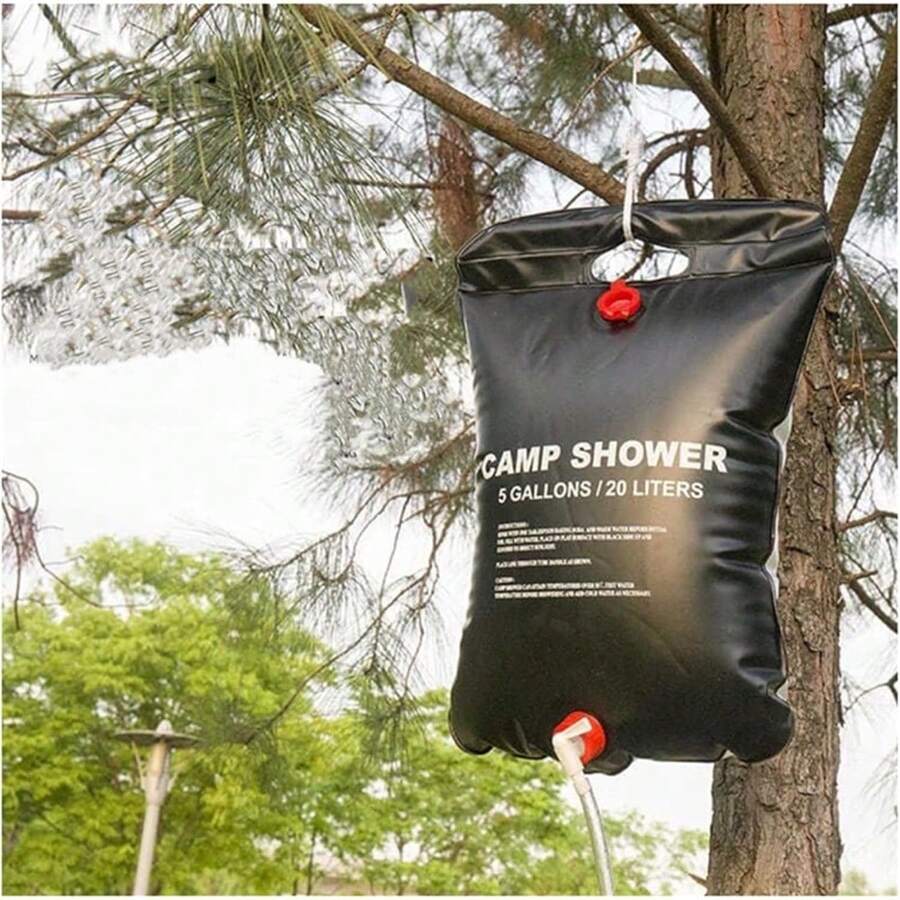 Portable Shower 20L Camping Shower Bag Solar Showers For Camping, Camping, Water Storage Supplies, Outdoor Enthusiast Gifts, Large - 黑色 - 查看 1