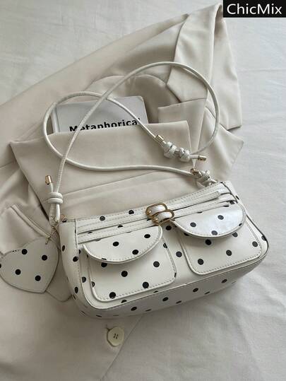 Túi xách chấm bi nhiều ngăn thời trang, cá tính, thiết kế thắt nút cổ điển đa năng với phụ kiện treo, túi đeo vai nữ, phù hợp để đi mua sắm, đựng ví, dành cho phụ nữ trẻ, sinh viên, người mới vào nghề và nhân viên văn phòng. Rất thích hợp cho văn phòng, trường đại học, công việc, kinh doanh, đi làm, hoạt động ngoài trời, du lịch và dã ngoại.