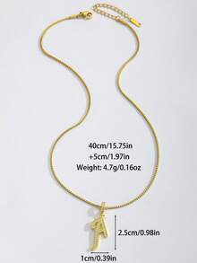 1pc Initial Necklace New Style Fashionable And Unique Artistic Font Letter Pendant Necklace With Stainless Steel Box Chain Alphabet A-Z Necklace For Anniversary Engagement Valentine's Day Mother's Day Birthday Graduation Back To School Jewelry Accessory Gift For Daily Life - Gold - View 5