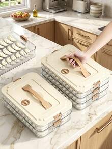 1pc Fresh Storage Box With Dual Side Locks "Compass Timer" Food Container. Stackable Design, Perfect For Dumplings, Steaks And Desserts. Suitable For Refrigerator, Freezer, Kitchen And Dining Area, An Ideal Meal Prep Storage Box. - Multicolor - View 9