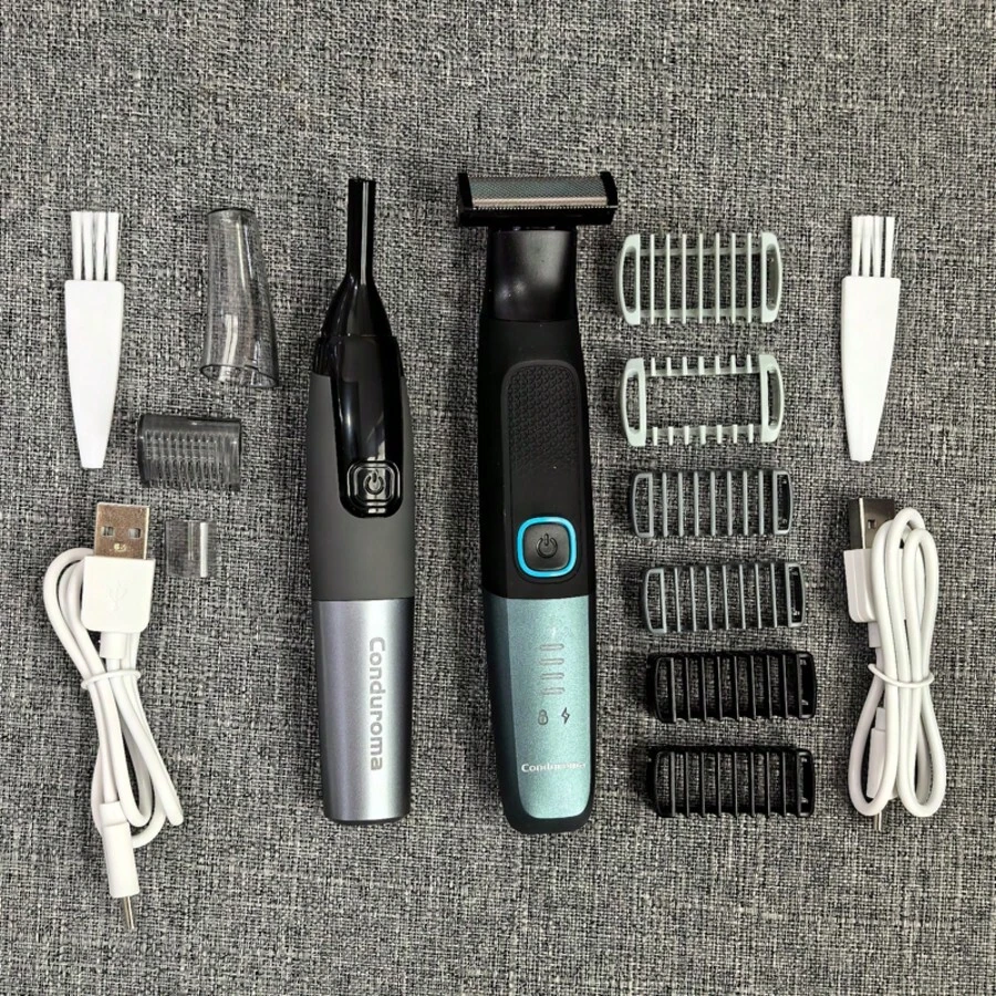 Conduroma Men's Grooming Kit - Electric Body And Beard Trimmer With Guide Comb, Rechargeable Nose, Ear And Eyebrow Trimmer - Face And Body Precision Grooming Set, Great Gift For Father And Boyfriend - Dark Grey - View 1