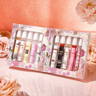 1/10支装 10毫升花香玻璃车载空气清新剂，散发浓郁香气，有效去除车内、卧室、厨房异味。精美包装，适合作为礼物、户外旅行用品或厨房用品。芳香疗法，室内香氛喷雾。适合作为母亲节和圣诞节礼物。