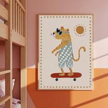1 Peça Arte de Parede em Tela, Decoração de Quarto Infantil com Moldura, Arte de Parede de Quarto Infantil com Tema de Gato no Skate, Arte de Decoração de Quarto Infantil com Animais Vintage, Decoração de Sala de Jogos com Skate, Arte de Decoração de Quarto Infantil em Estilo Vintage, Decoração de Sala de Jogos, Decoração de Quarto Infantil, Arte de Parede, Presente para Meninas, Decoração de Banheiro, Decoração Pré-Escolar, Decoração de Berçário, Presente para Bebê, Presente para Recém-Nascido, Presente de Formatura, Decoração de Festa, Decoração do Dia das Mães, Decoração do Dia dos Pais - Multicolorido - Visão 8