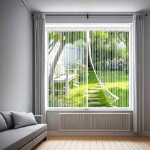 Summer Magnetic Self-Closing Mosquito Net Curtain, White Striped, Breathable, Invisible Magnetic Adsorption, No Drilling Installation, Anti-Mosquito Mesh Screen - Magnetic Window Screen (white) - View 8