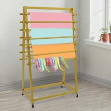 Futchoy Ribbon Storage Rack, 15 Tier Ribbon Organizer, Double-Sided Scarf Rack - Gold - View 7