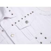 Men's Denim Vest Sleeveless Slim Fit Vintage Ripped Casual Denim Vest - White Rivets - View 4