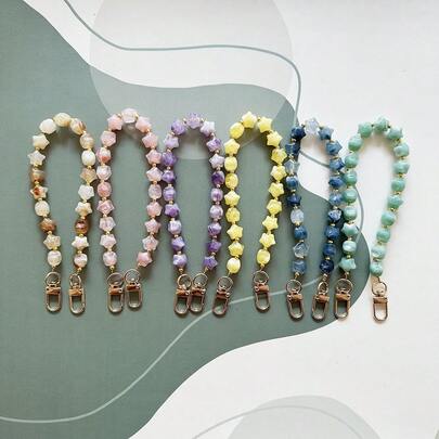 Móc khóa điện thoại hình ngôi sao năm cánh giả đá nhiều màu sắc, thời trang mới, sáng tạo, làm thủ công từ hạt acrylic, quà tặng ngày Valentine.