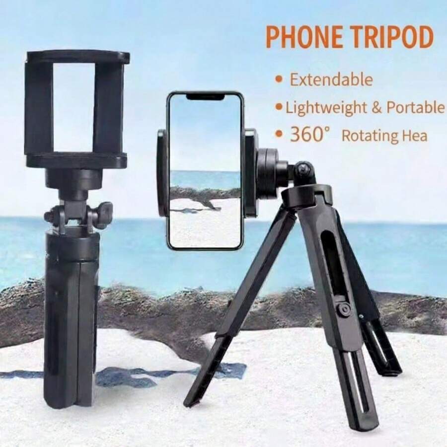 Rotatable & Adjustable Phone Tripod | Portable Desktop Stand For Livestreaming And Video Recording, Hands-Free Use For Apps, Ergonomic Design, Plastic Material, Minimalist Style Suitable For Home, Office And Travel - one-size - View 1