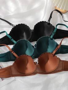 Set de 3 piezas de sujetador con aros y pantie bordado - Multicolor - Ver 4
