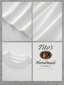 1 Pcs Tito's Handmade Vodka Austin Texas Graphic Tee Double Printed 100% Cotton Casual T Shirt - 杏色 - 查看 8