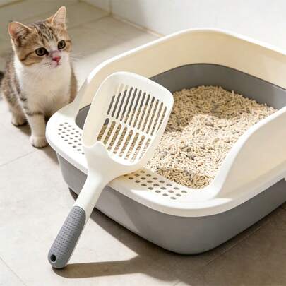 Xẻng xúc cát vệ sinh cho mèo cỡ lớn, xẻng sâu, sàng lọc cát vệ sinh cho mèo với tay cầm chống trượt, xẻng nhựa bền chắc dùng cho hộp vệ sinh cho mèo, xẻng sàng lọc phân mèo nhanh chóng cho mọi loại cát vệ sinh, dụng cụ vệ sinh cho thú cưng.