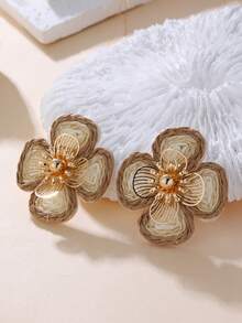 1 Đôi bông tai hoa hướng dương đan thủ công, kiểu dáng nhẹ nhàng, phù hợp cho học sinh, đi chơi, chụp ảnh, sinh hoạt hàng ngày ở trường, đi nghỉ cùng bạn gái, kỳ nghỉ biển, tiệc sinh nhật, lễ hội âm nhạc, trang phục lấy cảm hứng từ thiên nhiên. - Màu Khaki - Xem 5