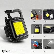 1pc Rechargeable Flashlight Keychain Light, Portable Outdoor Work Lamp With Foldable Stand, Bottle Opener And Base, Suitable For Camping, Hunting, Walking, Household, USB Powered, Aluminum Alloy Material (Durable And Wear-Resistant) - Black - View 9