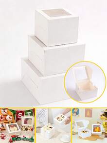 1/5 hộp bánh trong suốt có cửa sổ, kích thước 6"/8"/10"/12", hộp đựng bánh mang đi có nắp đậy, thích hợp làm quà tặng sinh nhật, đám cưới, tiệc lễ, Giáng sinh, Ngày của Mẹ, dùng để đóng gói kẹo, sô cô la, bánh quy, bánh rán, pizza, bánh ngọt, món tráng miệng, dâu tây, bánh macaron, bánh cupcake, bánh bông tuyết, bánh nướng, kẹo truffle, v.v. - Nhiều màu - Xem 2