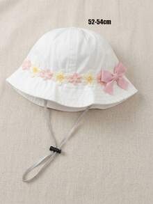 1pc Girls' Spring/Summer Korean Style Floral Bow Bucket Hat, Adjustable Brim, Foldable, Wide Brim Sun Protection, Minimalist Korean Style, Suitable For Outdoor Activities, Pink - 1PC - View 10