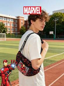 Marvel 1个漫威官方授权钢铁侠图案腰包，多功能斜挎包，男童休闲单肩包，轻便可调节肩带胸包，卡通零钱包，臀包，适合男孩、年轻粉丝、学生，完美适用于日常上学、户外玩耍、主题公园游玩、假日旅行、运动。 - 彩色 - 查看 9